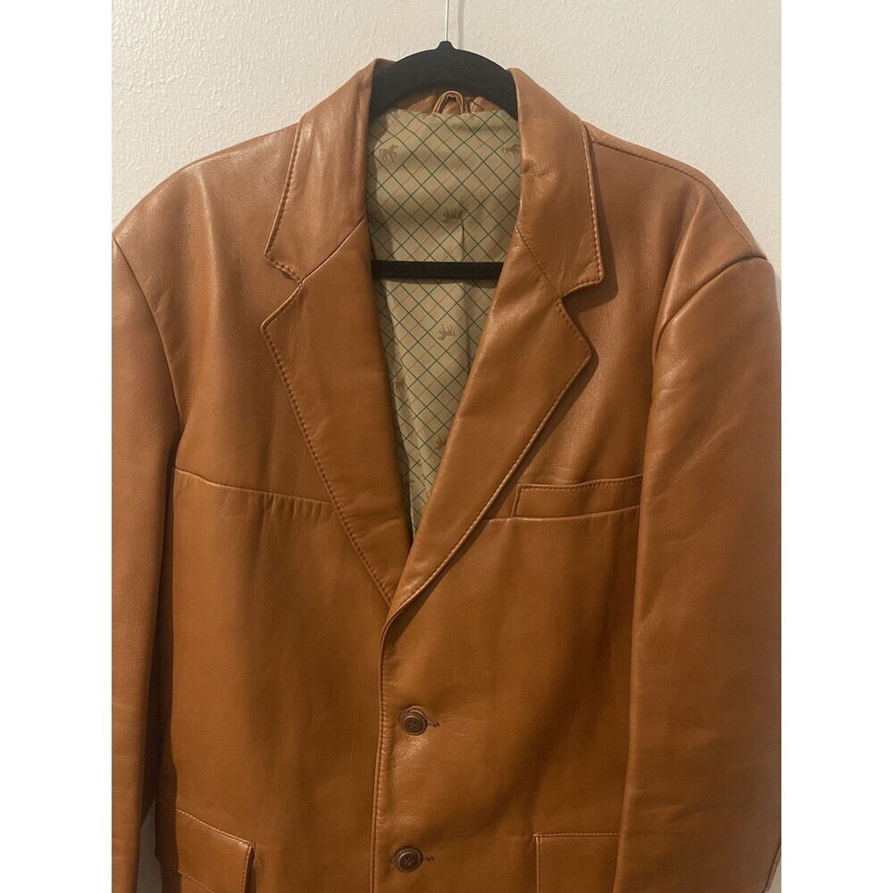 Vintage Clipper Mist Londontown Men's Brown Geniune Leather Blazer Size 42 Tall